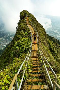 stairs leading up to the top of a mountain