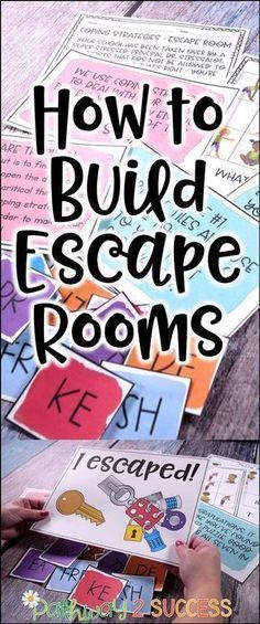 how to build escape rooms for kids with pictures on the floor and text overlay