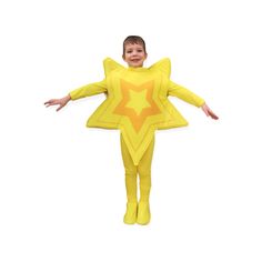 a young boy in a yellow star costume