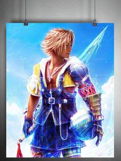 Quality print of a digital painting of Tidus from Final Fantasy X! The First Painting of my FFX Series! There are two versions to choose from! One including the Blitzball and one without. Poster Print Wall Art JRPG Japanese Video Game Fanart FFX Poster/ Painting I have so much love for FFX. This is only the beginning! Look forward to so much more FFX work! Large prints will be shipped in a postal tube. Laying out the print will straighten it up. Watermark will not be shown on print. Thanks so mu Happy 35th Anniversary, Game Fanart, Final Fantasy Collection, Japanese Video Games, Pine Mountain, Final Fantasy Artwork, Poster Painting, Final Fantasy Vii Remake, Final Fantasy X