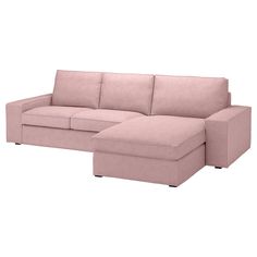 a pink sectional sofa with chaise lounge