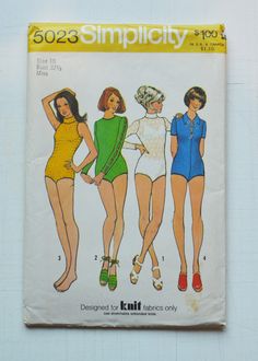 an old sewing book with three women in swimsuits on the front and back