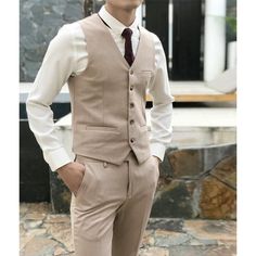 Fashion Double Breasted 2 pieces Mens Suit For Wedding (Vest+Pants) Business Occasions:  Everyday workwear. Business meetings. Social Gatherings:  Parties and events. Weddings. Special Events:  Graduation ceremonies. Award ceremonies. Casual Moments:  Weekend gatherings. Casual dates. Entertainment Events:  Stage performances. Concerts or theaters. Mens Suit With Vest, Casual Groom Attire Rustic, Wedding Suit With Vest, Groomsmen In Vests, Mens Wedding Vest, Mens Suit For Wedding, Groomsmen Vest, Grooms Men, Suit For Wedding