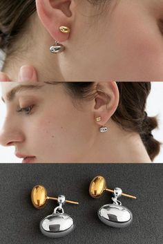 $26.99 super chic gold & silver bean earrings from Huge Tomato Jewelry Earring Jackets, 18k Gold, Gold Plate, Plating, Drop Earrings, Silver, Gold