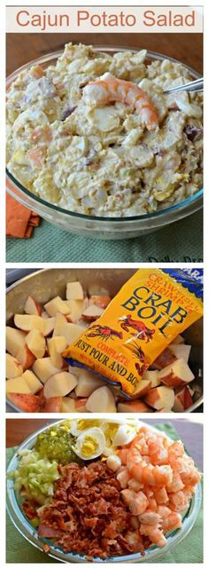 three pictures showing different types of salads and what they are made with them in the same bowl