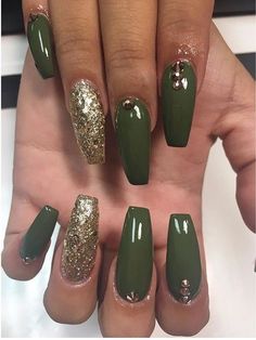 Green Acrylic Nails, St Patricks Day Nails, Green Nail, Ballerina Nails