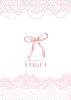 a pink ribbon and lace background with the word voque written in french on it