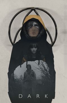 the poster for dark is shown in front of a white background with black and yellow accents