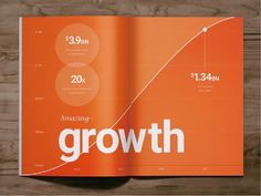 an orange brochure with the words growth on it and numbers in each section