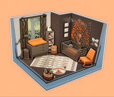 an image of a baby's room with furniture and decor on the walls,