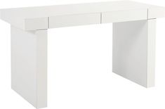 a white table with two drawers on each side