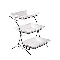 three tiered serving trays with metal legs