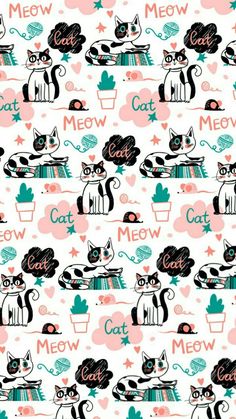 a pattern with cats on it that says cat meow