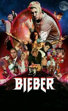 the movie poster for bieber with many different characters and their names in red letters