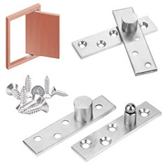 an assortment of metal hardware including screws, nails and nuts on a white background