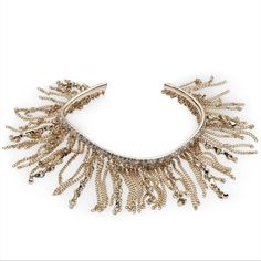 Go All Out With This Exceptional Cuff Bracelet By Givenchy, Sporting An Elaborate Crystal And Chain Fringe. Set In Gold-Tone Mixed Metal Approx. Diameter: 2-1/4" Slip-On Closure Mjl9 Luxury Metal Evening Cuff Bracelet, Gold Crystal Jewelry With Rhinestone Fringe, Luxury Gold Statement Crystal Bracelet, Luxury Statement Metal Crystal Bracelet, Givenchy Bracelet, Givenchy Jewelry, Luxury Gold-toned Sterling Silver Cuff Bracelet, Sparkly Bracelets, Crystal Cuff Bracelet