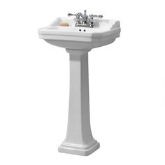 Foremost Series 1920 Pedestal Combo Bathroom Sink in White - Super Arbor Toto Promenade Pedestal Sink, Combo Bathroom, Small Half Bath, Pedestal Sink Bathroom, Bathroom Sink Tops, Pedestal Bathroom Sink, Lavatory Sink, Small Sink, Pedestal Sinks