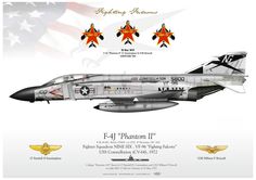 the f - 4e phantom ii fighter jet is shown in three different colors and sizes