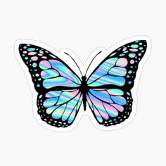 a colorful butterfly sticker on a white background