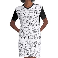 Loose and casual fit jersey t-shirt dress. Printed polyester blend front panel, solid color 100% cotton back/sleeves/rib. Size range XS-2XL. Dress For Sale, Casual Fit, Casual Fits, Jersey T Shirt, T Shirt Dress, Chemistry, Dresses For Sale, Designer Dresses, Graphic T Shirt