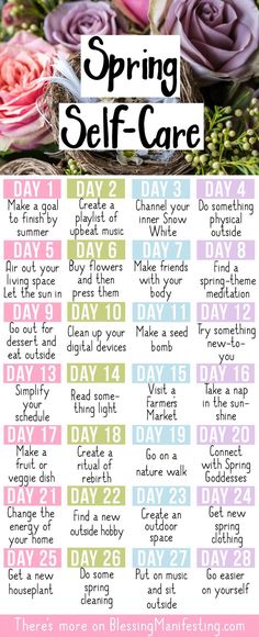 Spring Self Care, Self Care Challenge, Self Care Checklist, Self Care Activities, Bullet Journaling, Self Care Routine, Self Improvement Tips, Emotional Health, Me Time