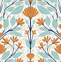 a blue and gray floral pattern with leaves