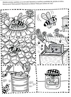 a coloring page with bees and flowers