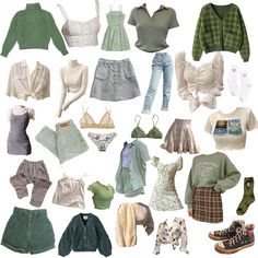 Picies Zodiac Outfits, Fairycore Clothes Aesthetic, Sage Green Outfits, Cottagecore Outfit, Green Outfits, Academia Outfits, Cottagecore Outfits, Estilo Hippie, Clothes And Shoes