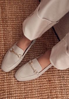 24 Stylish Neutral Loafers To Buy Now | SheerLuxe Beige Loafers, Loafers Outfit, Work Shoes Women, Classy Shoes, Elegant Shoes, Mint Velvet, Stylish Shoes, Work Shoes, White Shoes