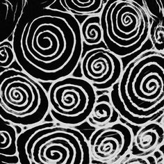 a black and white painting with swirls on it