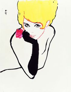 a drawing of a woman with yellow hair