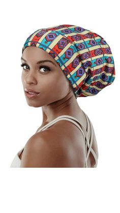 Casual Slap Cap Cotton Sleep Hats for Frizzy Hair Extra Large Yellow Blue