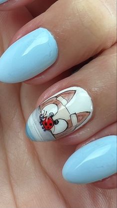 Bluey Show Nails, Bluey And Bingo Nails, Cartoon Character Nail Art, Bingo From Bluey, Cartoon Nail Designs