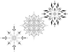 two black and white snowflakes are shown in this graphic file, one is drawn with