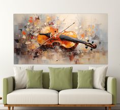 a painting of a violin on the wall