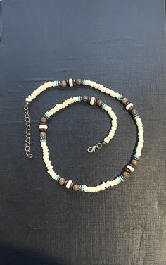 Adjustable 8mm Bead Necklaces For Beach, Hand-strung Heishi Beaded Necklaces For Beach, Hand-strung Heishi Beads Necklace For Beach, Surfer Jewelry, Surf Jewelry, Surfer Bracelets, Surfer Necklace, Beach Bracelets, Wood Bead Necklace