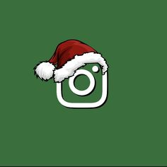 a green background with a red and white hat on top of the image is an instagram logo