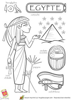 an egyptian coloring page with pictures and instructions for children to learn how to draw egypt