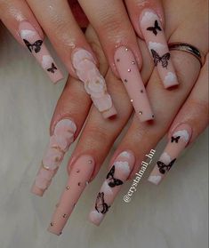 Birthday Nail Set Medium, Cool Nail Designs Square, Cute Nails Designs For Acrylics, Cute Long Acrylic Nails Coffin, Acrylic Long Nails Designs, Pretty Gel Nails Short, Long Acrylic Nails Designs Ideas, Pink Pretty Nails, Long Nails Inspiration