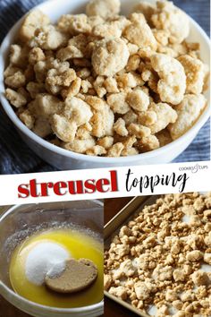 Strudel Recipes Streusel Topping, Easy Strudel Topping, Best Crumble Topping Recipe, Strussel Topping Recipe, Crumb Cake Topping Recipe, Strudel Topping, Crumb Cake Topping, Crumb Topping Recipe, Streusel Topping Recipe