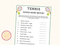 a tennis game guess how much? with the words in english and spanish on it