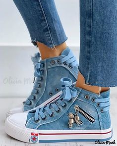 Color: Lighted-Blue, Size: US8.5 Subculture Fashion, Frozen Shoes, Decorating Shoes, Sport Clothes, Retro Fashion Women, Lace Shoes, Awesome Shoes, Ladies Accessories, Awesome Outfits