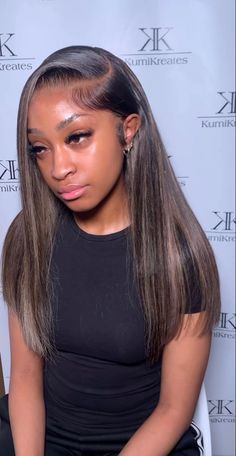 Bussdown Middle Part, Long Hair Straight, Silk Press Hair, Sleek Hair, Frontal Hairstyles, Pretty Braided Hairstyles, Hair Advice, Hair Trend