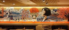 Japanese Restaurant Interior, Japanese Restaurant Design, Mural Cafe, Doodle Wall, Selfie Wall, Korean Painting, Wall Painting Decor, Graffiti Wall Art, Mural Design