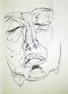 a drawing of a man's face with his eyes closed