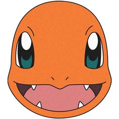 a close up of an orange pokemon face