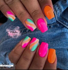 Pink Orange And Blue Nails, Cruise Nails, Classic Nail, August Nails, 2024 Nails, Stunning Nail Designs, Sassy Nails, Professional Manicure, Nail Drills