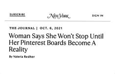 an article about the women who wrote her pinterest boards become a reality