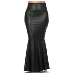 Plus Size Ladies' Misses High Waist Long Form Fitting Mermaid Style Maxi Skirt Faux Leather Sizes Xl Waist 31-34 Hips 41-44 2xl Waist 34-37 Hips 44-47 3xl Waist 37-40 Hips 47-50 Length Approximately 46 Inches Waist To Hem Fitted Faux Leather Pleated Skirt, Style Maxi Skirt, Skirt Mermaid, Maxi Skirt Style, Women Skirt, Mermaid Style, Mermaid Fashion, Maxi Skirt, Little Black Dress