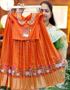 Pichwai Dress Designs, Butterfly Hands For Long Frocks, Baby Lehenga Blouse Designs, Pattu Pavadai Designs, Indian Dresses For Kids